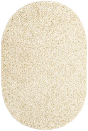 Pure Ivory 5' 3 x 8' Solid Shag Oval Area Rug Thick Soft Touch Fluffy & Plush Shaggy Pile