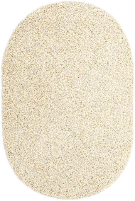 Pure Ivory 5' 3 x 8' Solid Shag Oval Area Rug Thick Soft Touch Fluffy & Plush Shaggy Pile