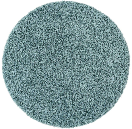 Light Slate Blue 4' 1 x 4' 1 Solid Shag Round Area Rug Thick Soft Touch Fluffy & Plush Shaggy Pile