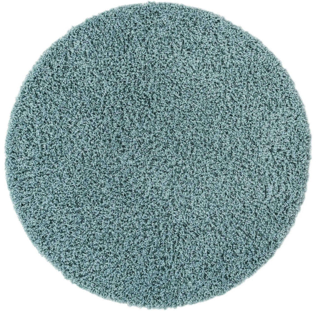 Light Slate Blue 4' 1 x 4' 1 Solid Shag Round Area Rug Thick Soft Touch Fluffy & Plush Shaggy Pile
