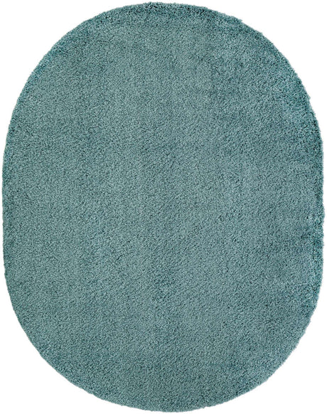Light Slate Blue 7' 10 x 10' Solid Shag Oval Area Rug Thick Soft Touch Fluffy & Plush Shaggy Pile