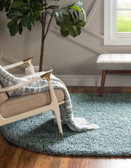 Light Slate Blue 7' 10 x 10' Solid Shag Oval Area Rug Thick Soft Touch Fluffy & Plush Shaggy Pile Durable Minimalist Carpet for Classic Interior Design for Sale at Rug Engine