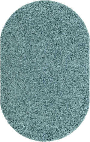 Light Slate Blue 5' 3 x 8' Solid Shag Oval Area Rug Thick Soft Touch Fluffy & Plush Shaggy Pile