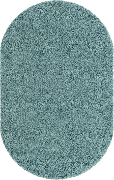 Light Slate Blue 5' 3 x 8' Solid Shag Oval Area Rug Thick Soft Touch Fluffy & Plush Shaggy Pile