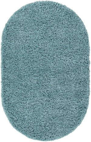 Light Slate Blue 3' 1 x 5' 3 Solid Shag Oval Area Rug Thick Soft Touch Fluffy & Plush Shaggy Pile