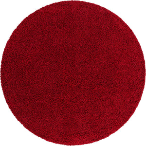 Cherry Red 7' 1 x 7' 1 Solid Shag Round Area Rug Thick Soft Touch Fluffy & Plush Shaggy Pile