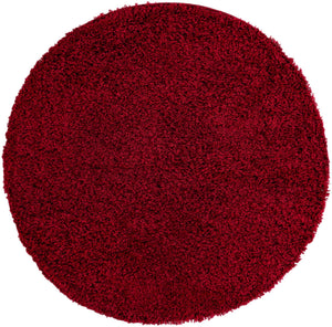 Cherry Red 4' 1 x 4' 1 Solid Shag Round Area Rug Thick Soft Touch Fluffy & Plush Shaggy Pile