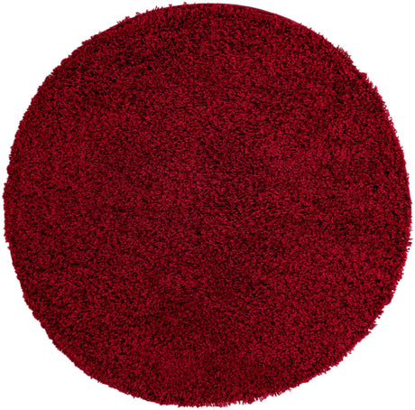 Cherry Red 4' 1 x 4' 1 Solid Shag Round Area Rug Thick Soft Touch Fluffy & Plush Shaggy Pile