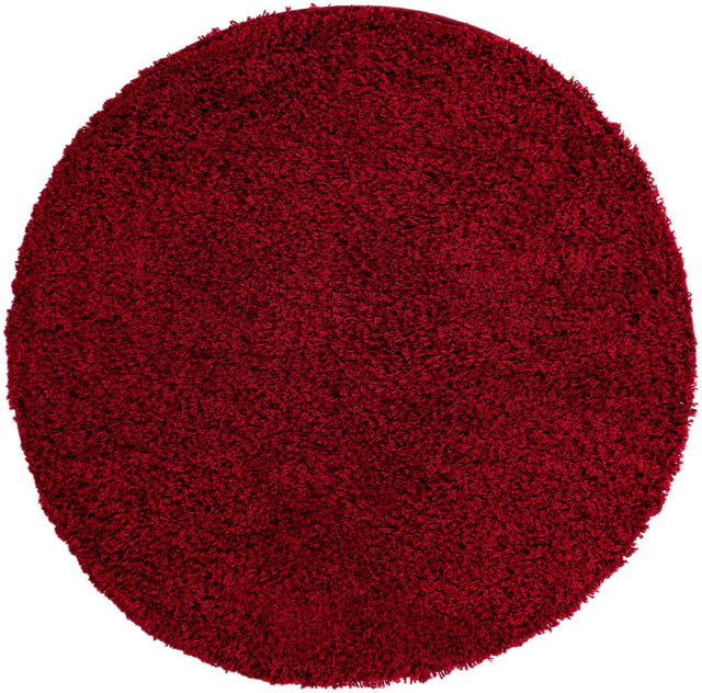 Cherry Red 4' 1 x 4' 1 Solid Shag Round Area Rug Thick Soft Touch Fluffy & Plush Shaggy Pile