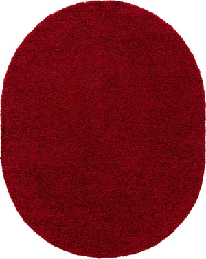Cherry Red 7' 10 x 10' Solid Shag Oval Area Rug Thick Soft Touch Fluffy & Plush Shaggy Pile