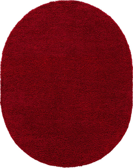 Cherry Red 7' 10 x 10' Solid Shag Oval Area Rug Thick Soft Touch Fluffy & Plush Shaggy Pile
