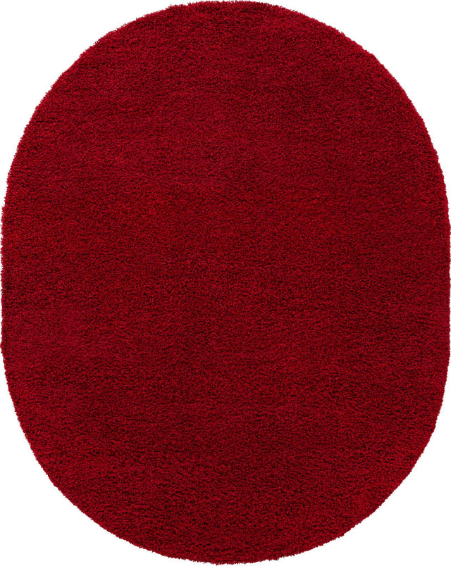 Cherry Red 7' 10 x 10' Solid Shag Oval Area Rug Thick Soft Touch Fluffy & Plush Shaggy Pile