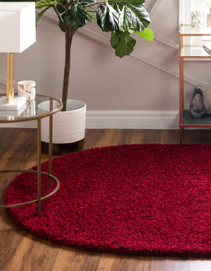Cherry Red 3' 1 x 5' 3 Solid Shag Oval Area Rug Thick Soft Touch Fluffy & Plush Shaggy Pile