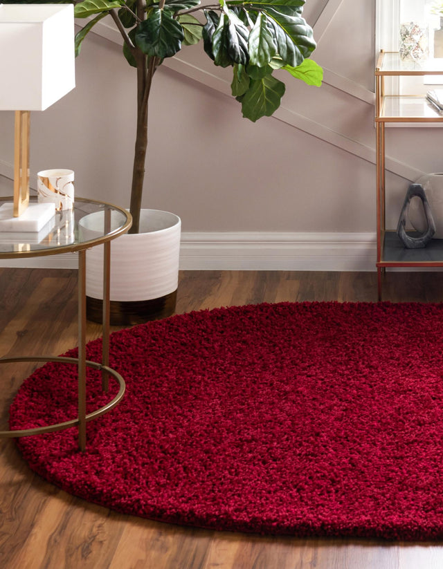 Cherry Red 3' 1 x 5' 3 Solid Shag Oval Area Rug Thick Soft Touch Fluffy & Plush Shaggy Pile