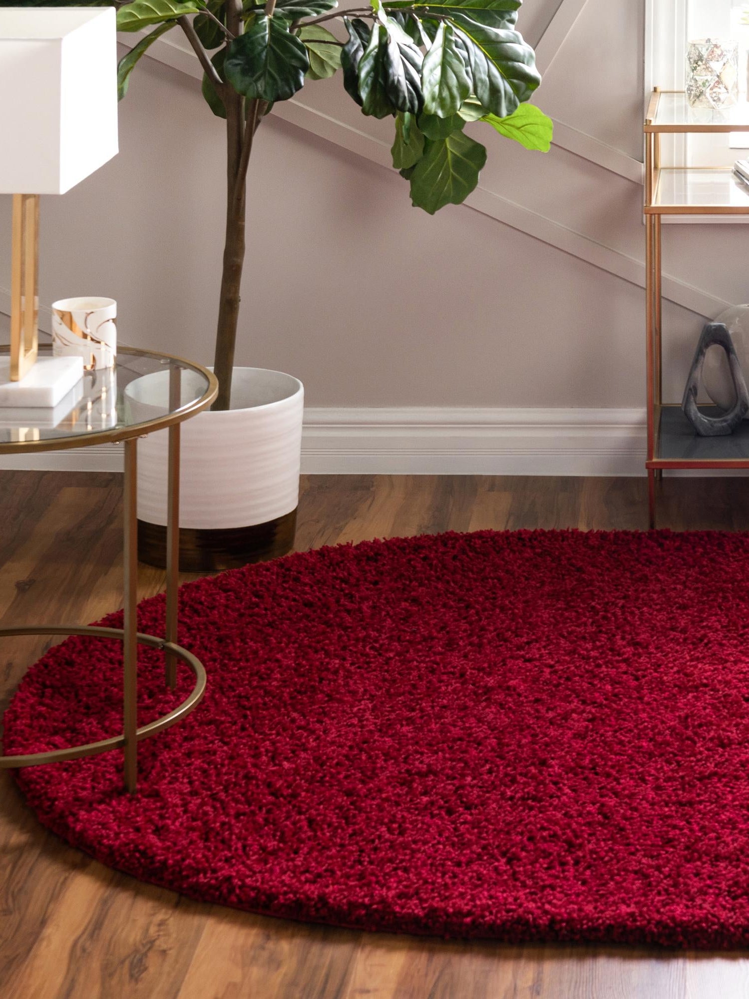 Cherry Red 5' 3 x 8' Solid Shag Oval Area Rug Thick Soft Touch Fluffy & Plush Shaggy Pile Durable Minimalist Carpet for Classic Interior Design for Sale at Rug Engine