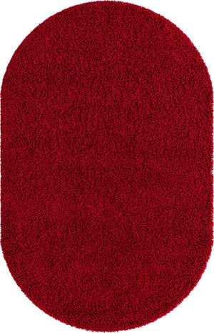 Cherry Red 5' 3 x 8' Solid Shag Oval Area Rug Thick Soft Touch Fluffy & Plush Shaggy Pile