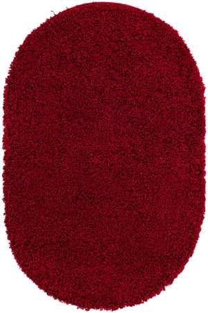 Cherry Red 3' 1 x 5' 3 Solid Shag Oval Area Rug Thick Soft Touch Fluffy & Plush Shaggy Pile
