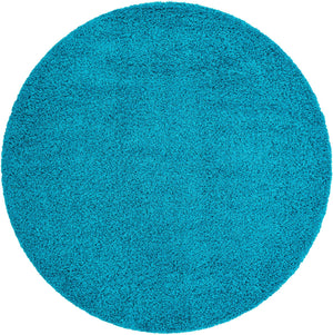 Turquoise 7' 1 x 7' 1 Solid Shag Round Area Rug Thick Soft Touch Fluffy & Plush Shaggy Pile