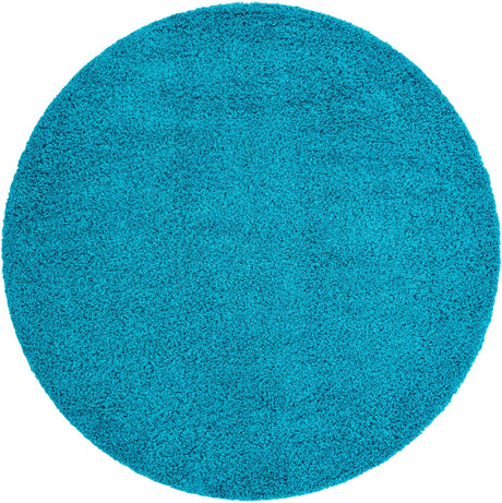 Turquoise 7' 1 x 7' 1 Solid Shag Round Area Rug Thick Soft Touch Fluffy & Plush Shaggy Pile
