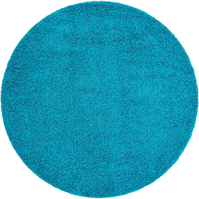 Turquoise 7' 1 x 7' 1 Solid Shag Round Area Rug Thick Soft Touch Fluffy & Plush Shaggy Pile