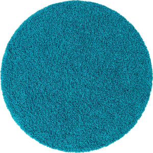 Turquoise 5' 3 x 5' 3 Solid Shag Round Area Rug Thick Soft Touch Fluffy & Plush Shaggy Pile