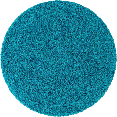 Turquoise 5' 3 x 5' 3 Solid Shag Round Area Rug Thick Soft Touch Fluffy & Plush Shaggy Pile