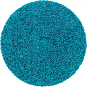 Turquoise 4' 1 x 4' 1 Solid Shag Round Area Rug Thick Soft Touch Fluffy & Plush Shaggy Pile