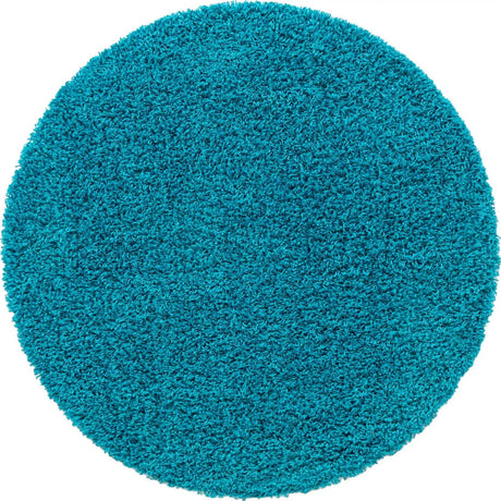 Turquoise 4' 1 x 4' 1 Solid Shag Round Area Rug Thick Soft Touch Fluffy & Plush Shaggy Pile