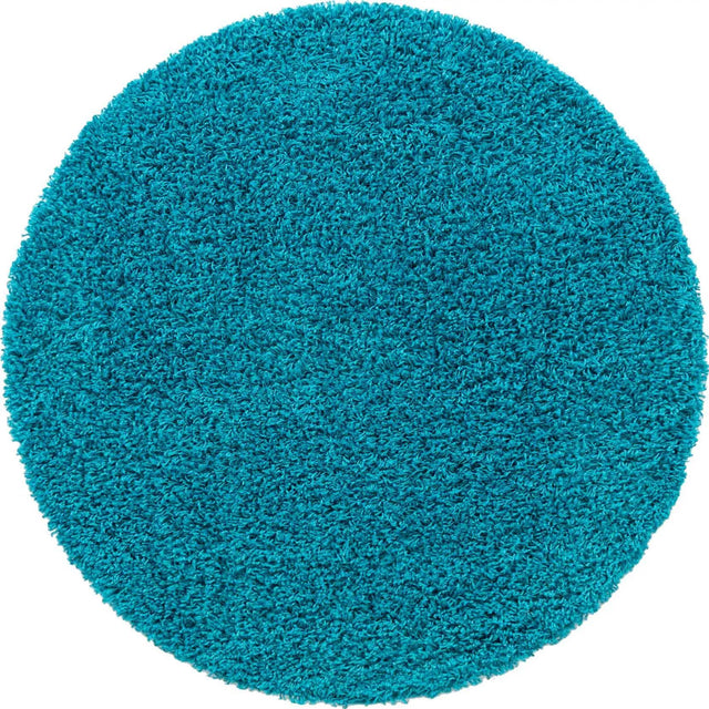 Turquoise 4' 1 x 4' 1 Solid Shag Round Area Rug Thick Soft Touch Fluffy & Plush Shaggy Pile