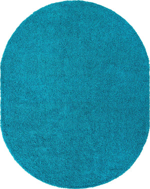 Turquoise 7' 10 x 10' Solid Shag Oval Area Rug Thick Soft Touch Fluffy & Plush Shaggy Pile