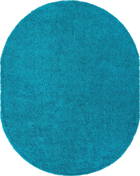 Turquoise 7' 10 x 10' Solid Shag Oval Area Rug Thick Soft Touch Fluffy & Plush Shaggy Pile