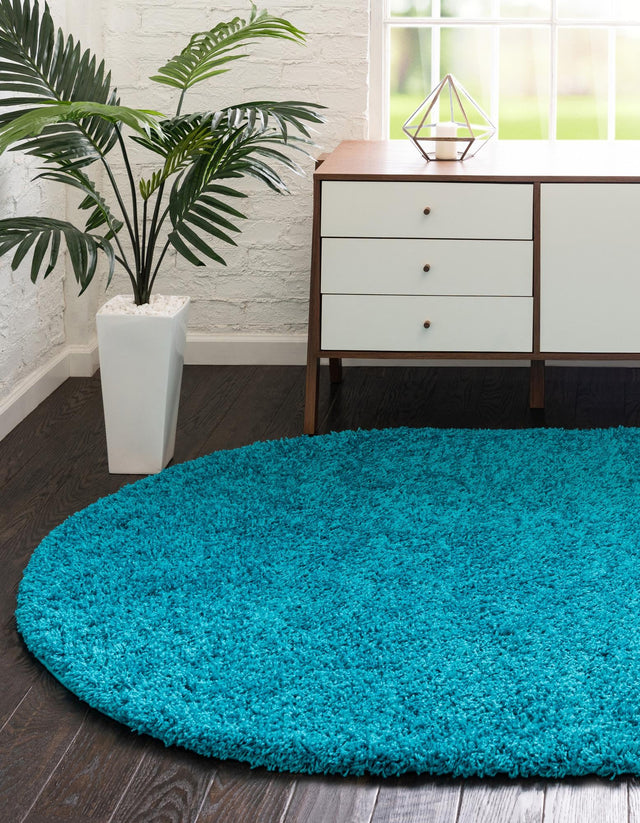 Turquoise 5' 3 x 8' Solid Shag Oval Area Rug Thick Soft Touch Fluffy & Plush Shaggy Pile