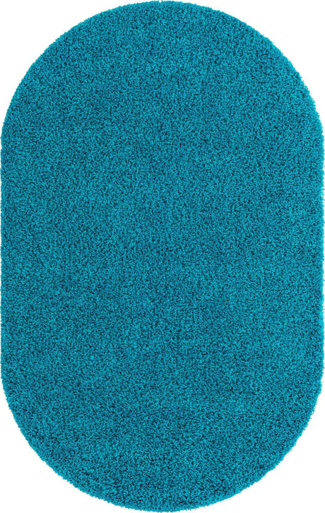 Turquoise 5' 3 x 8' Solid Shag Oval Area Rug Thick Soft Touch Fluffy & Plush Shaggy Pile