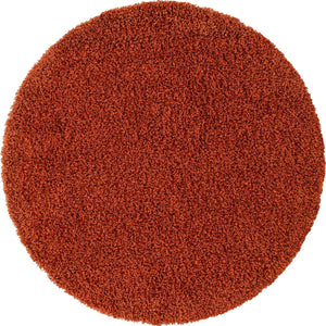 Terracotta 5' 3 x 5' 3 Solid Shag Round Area Rug Thick Soft Touch Fluffy & Plush Shaggy Pile