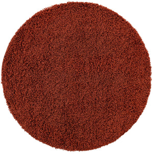 Terracotta 4' 1 x 4' 1 Solid Shag Round Area Rug Thick Soft Touch Fluffy & Plush Shaggy Pile