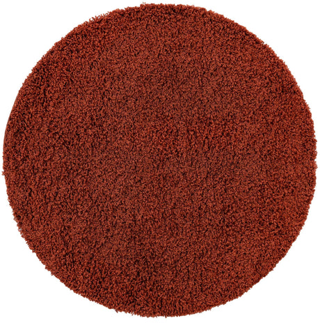 Terracotta 4' 1 x 4' 1 Solid Shag Round Area Rug Thick Soft Touch Fluffy & Plush Shaggy Pile