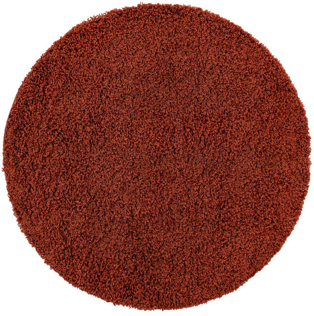 Terracotta 4' 1 x 4' 1 Solid Shag Round Area Rug Thick Soft Touch Fluffy & Plush Shaggy Pile