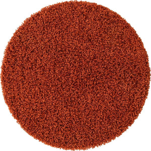 Terracotta 3' 1 x 3' 1 Solid Shag Round Area Rug Thick Soft Touch Fluffy & Plush Shaggy Pile