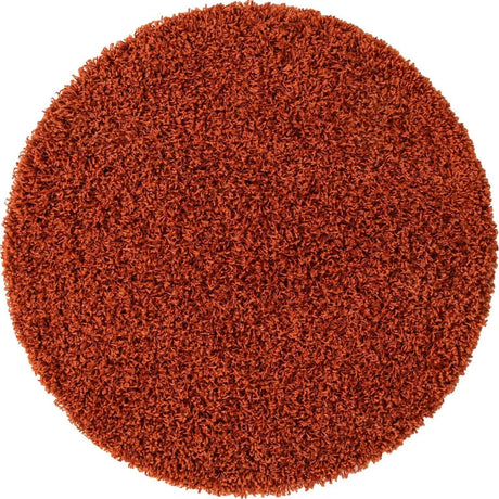 Terracotta 3' 1 x 3' 1 Solid Shag Round Area Rug Thick Soft Touch Fluffy & Plush Shaggy Pile