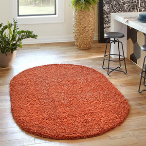 Terracotta 7' 10 x 10' Solid Shag Oval Area Rug Thick Soft Touch Fluffy & Plush Shaggy Pile