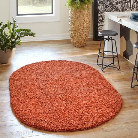 Terracotta 7' 10 x 10' Solid Shag Oval Area Rug Thick Soft Touch Fluffy & Plush Shaggy Pile Durable Minimalist Carpet for Classic Interior Design for Sale at Rug Engine