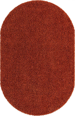 Terracotta 5' 3 x 8' Solid Shag Oval Area Rug Thick Soft Touch Fluffy & Plush Shaggy Pile