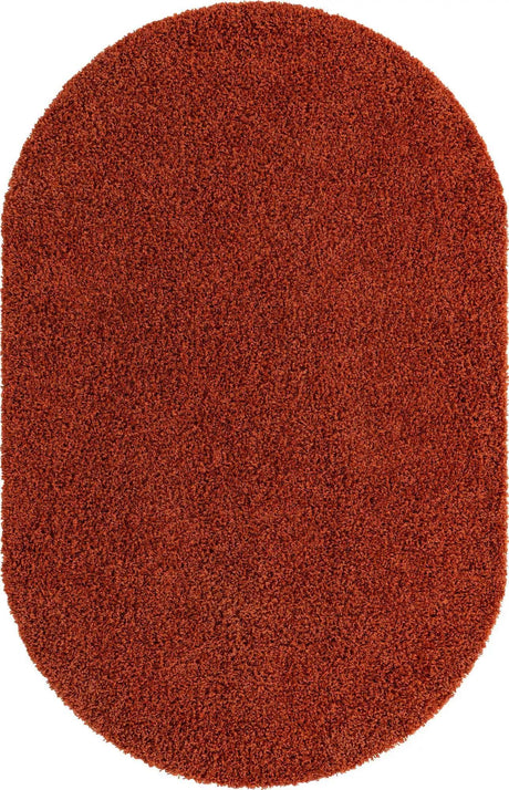 Terracotta 5' 3 x 8' Solid Shag Oval Area Rug Thick Soft Touch Fluffy & Plush Shaggy Pile