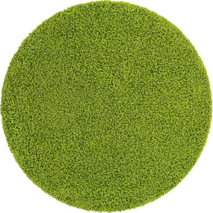 Grass Green 5' 3 x 5' 3 Solid Shag Round Area Rug Thick Soft Touch Fluffy & Plush Shaggy Pile