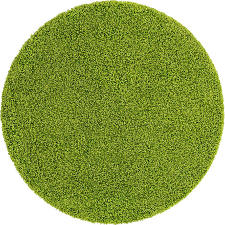 Grass Green 5' 3 x 5' 3 Solid Shag Round Area Rug Thick Soft Touch Fluffy & Plush Shaggy Pile
