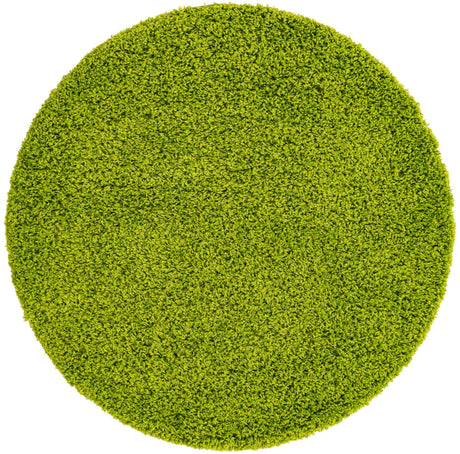 Grass Green 4' 1 x 4' 1 Solid Shag Round Area Rug Thick Soft Touch Fluffy & Plush Shaggy Pile