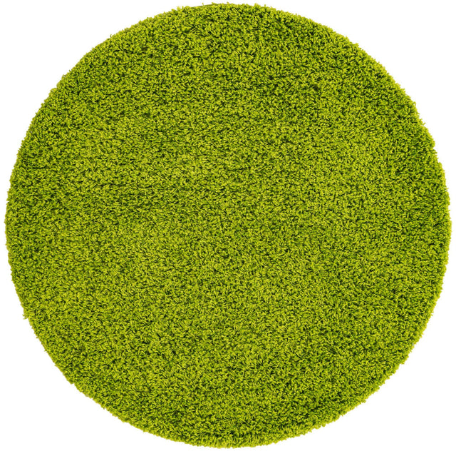 Grass Green 4' 1 x 4' 1 Solid Shag Round Area Rug Thick Soft Touch Fluffy & Plush Shaggy Pile