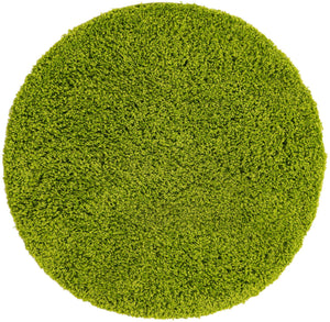 Grass Green 3' 1 x 3' 1 Solid Shag Round Area Rug Thick Soft Touch Fluffy & Plush Shaggy Pile