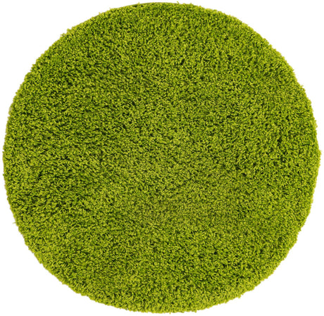 Grass Green 3' 1 x 3' 1 Solid Shag Round Area Rug Thick Soft Touch Fluffy & Plush Shaggy Pile