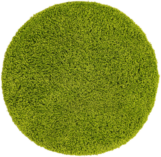 Grass Green 3' 1 x 3' 1 Solid Shag Round Area Rug Thick Soft Touch Fluffy & Plush Shaggy Pile